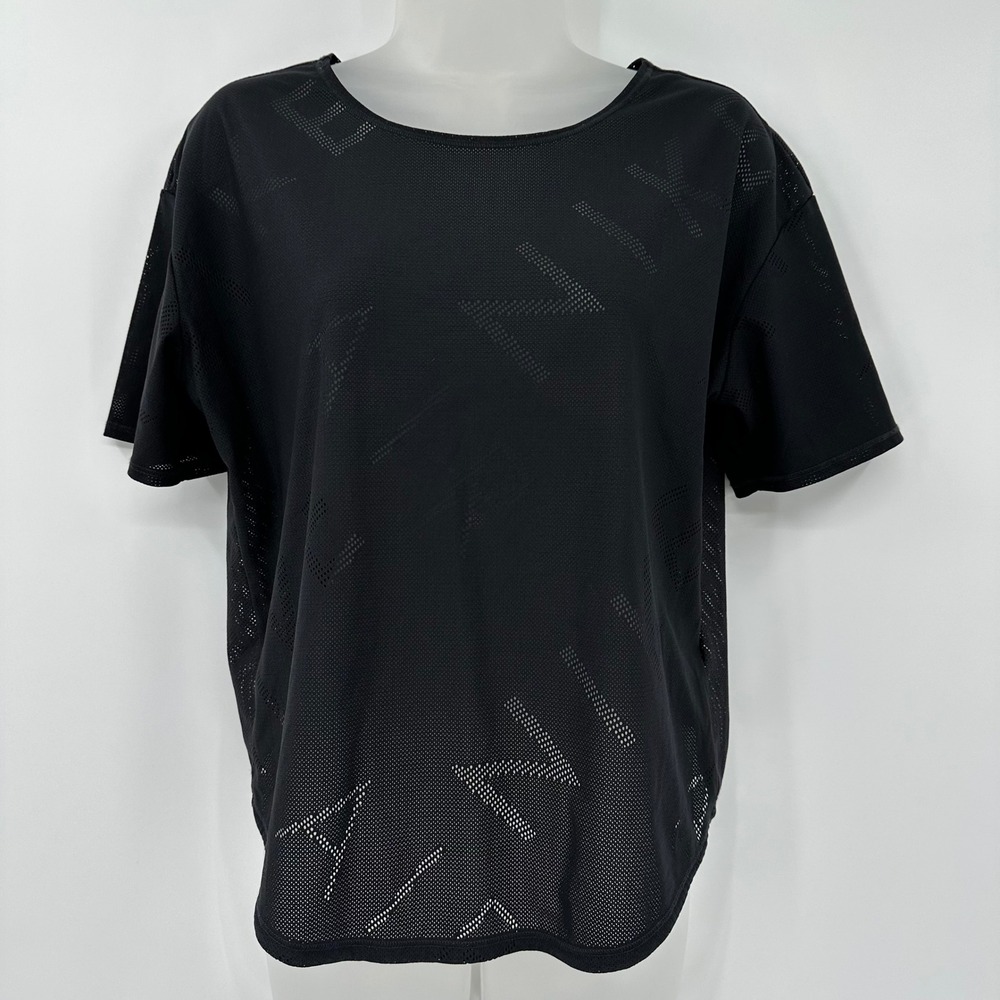 Nike Air Dri-FIT Women's Training Top Black Perforated‎ Lettering Graphic